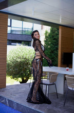 Rochie neagră Marbella din dantelă – detaliu 3