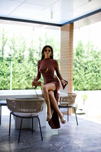 Rochie maro Ella din bumbac – detaliu 2