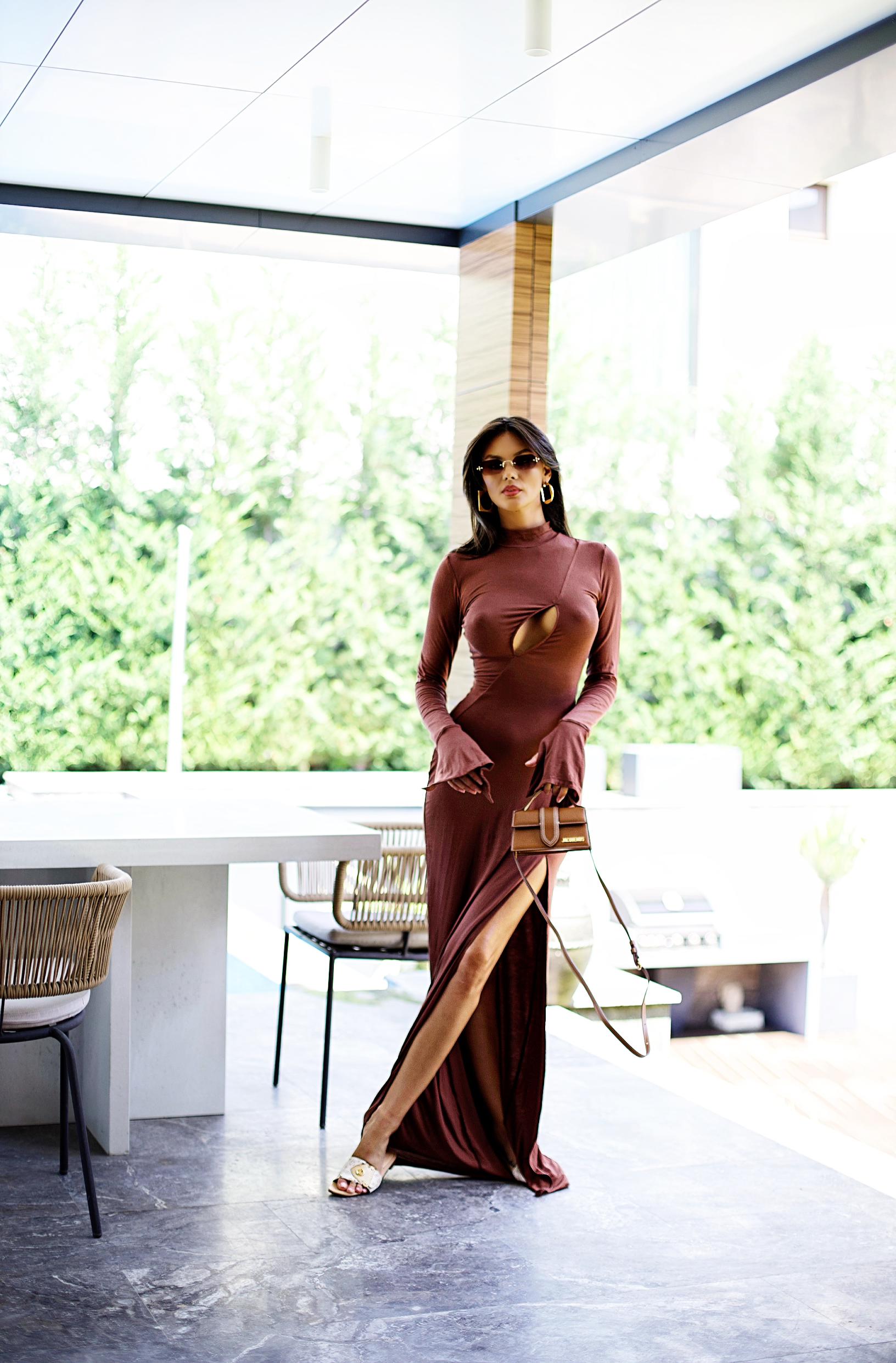 Rochie maro Ella din bumbac