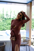 Rochie maro Ella din bumbac – detaliu 5