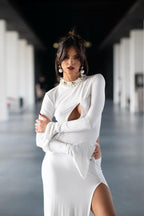 Rochie albă Ella din bumbac – detaliu 2