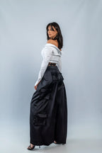 Pantaloni cargo Naiade cu corset – detaliu 2