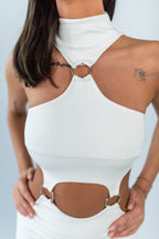 Rochie scurtă albă Kira – detaliu 3