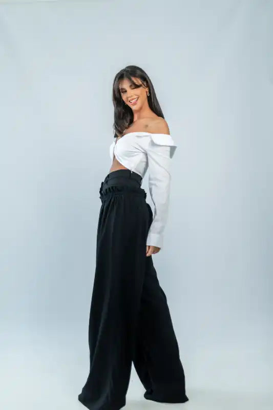 Pantaloni Rhea cu talie dublă – detaliu 2