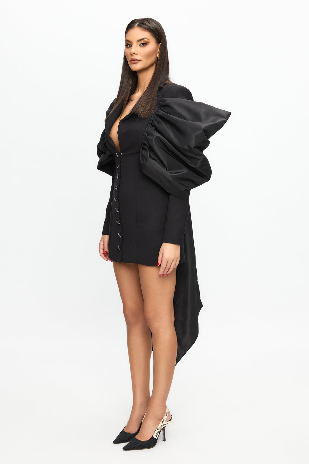 Rochie mini neagră Black Royal – detaliu 2