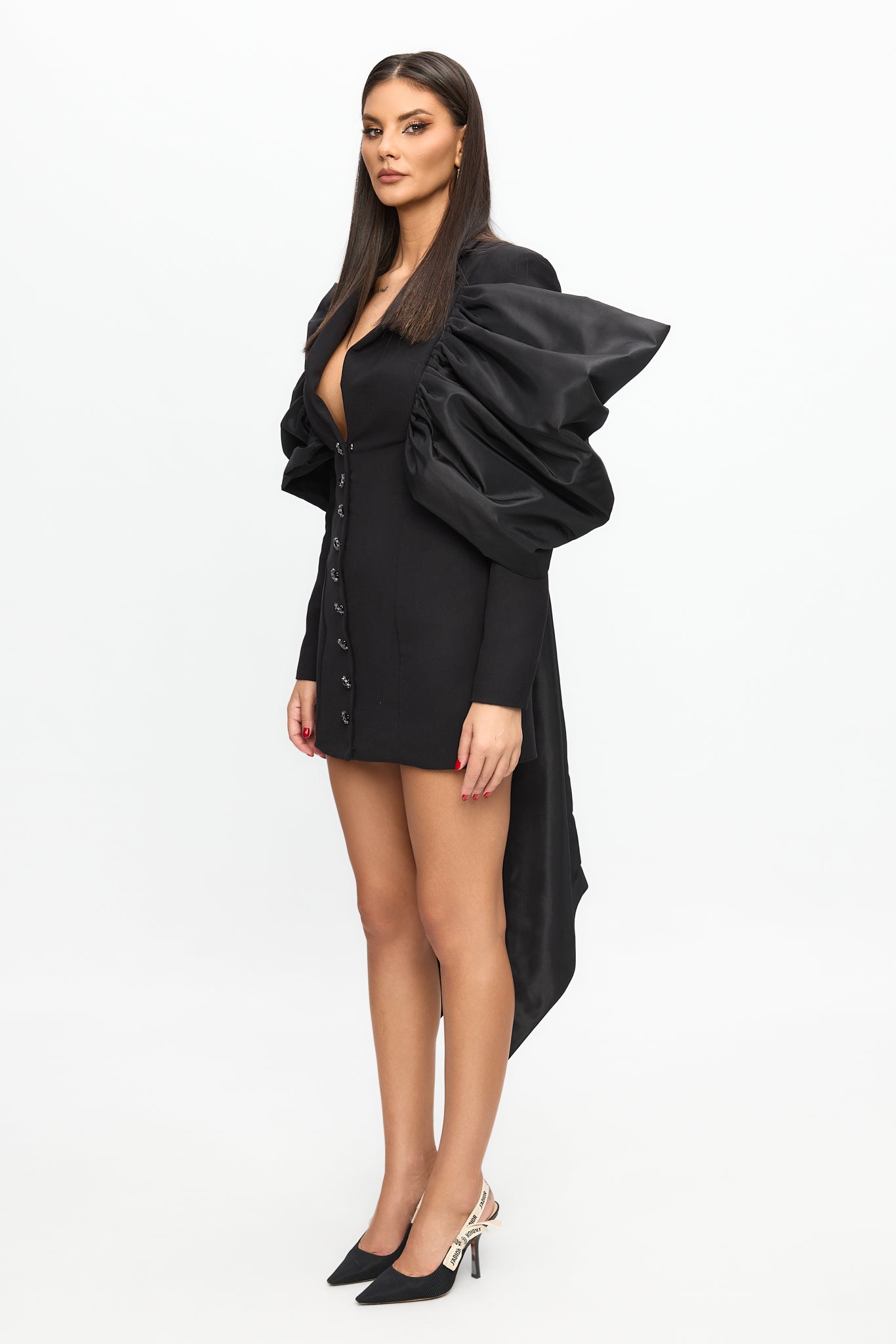 Rochie mini neagră Black Royal – detaliu 2