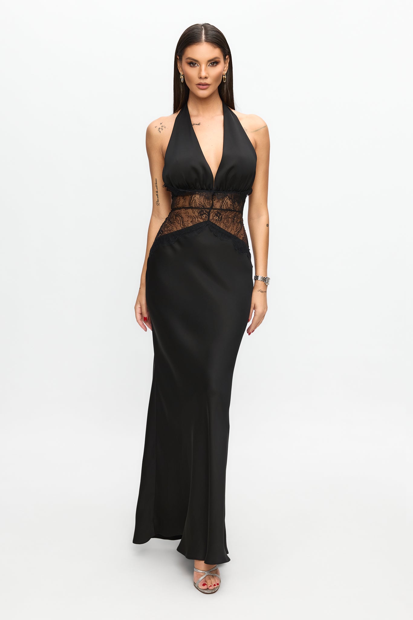 Rochie lungă neagră Black Temptation