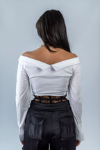 Cămașă albă crop Cleo – detaliu 4